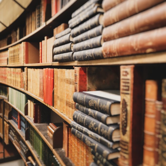 Law books on shelves